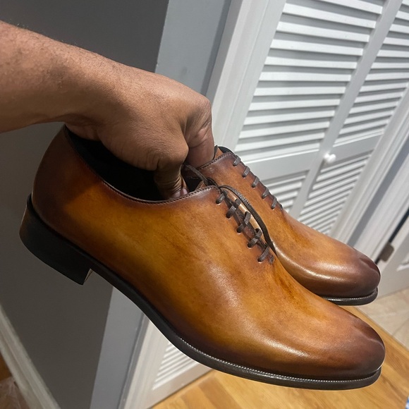 Paul Evans Havana Brown Vero Cuoio Tan Leather Wholecut Oxford shoes Sz 9.5 - Picture 7 of 14